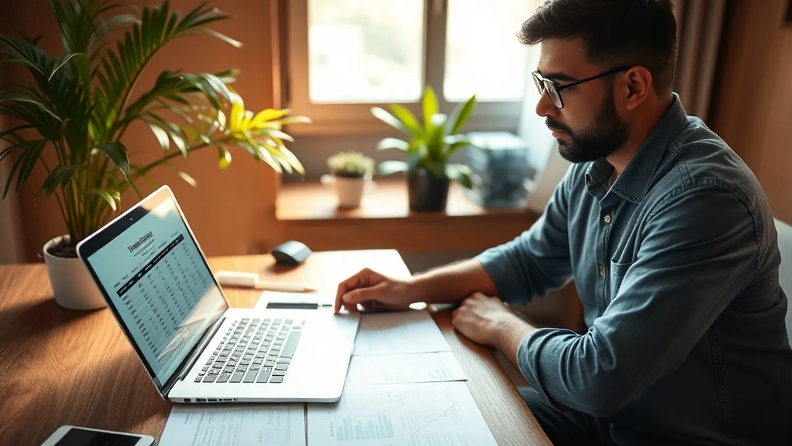 Cyber-security professional reviewing salary benchmark data on a laptop at a Pune apartment