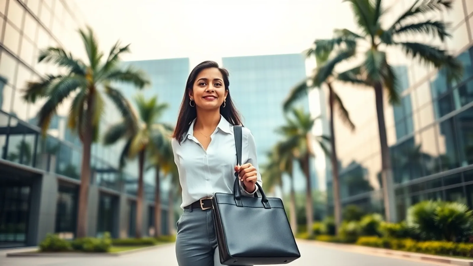Tech professional walking outside a Bengaluru SaaS office park
