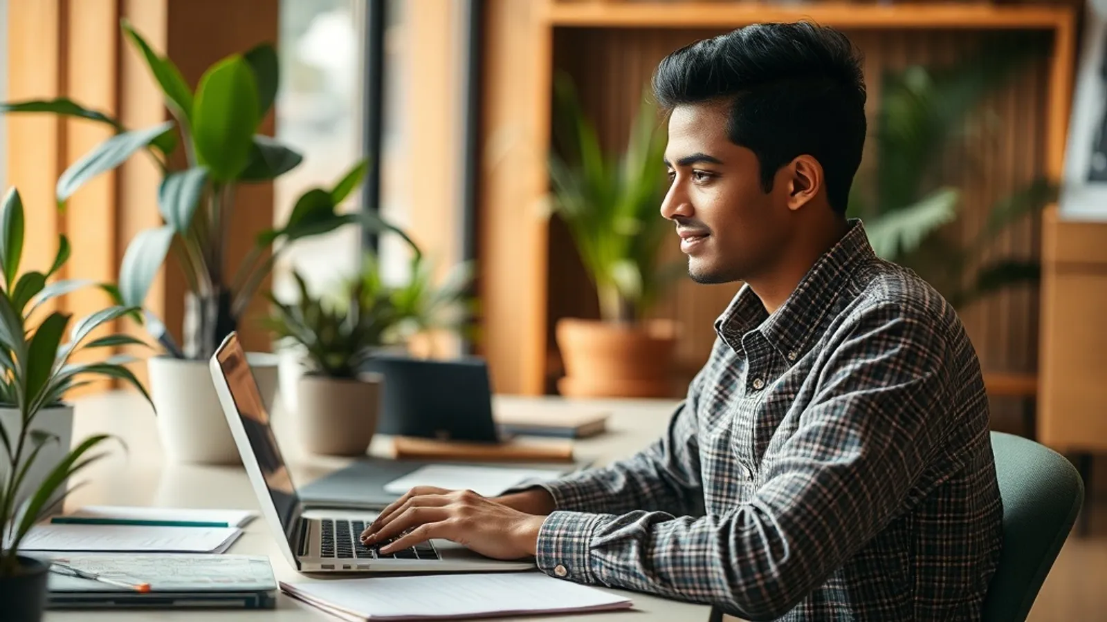 JAIN Online BBA Digital Marketing student in a study setting in India