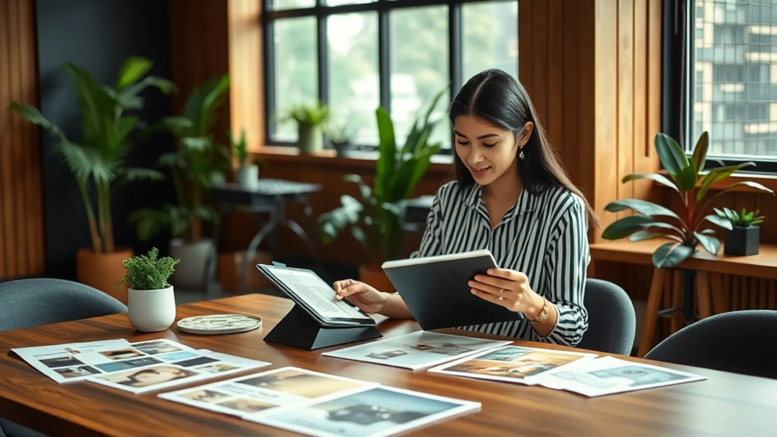 Brand manager reviewing creative concepts at a Mumbai consumer brand office