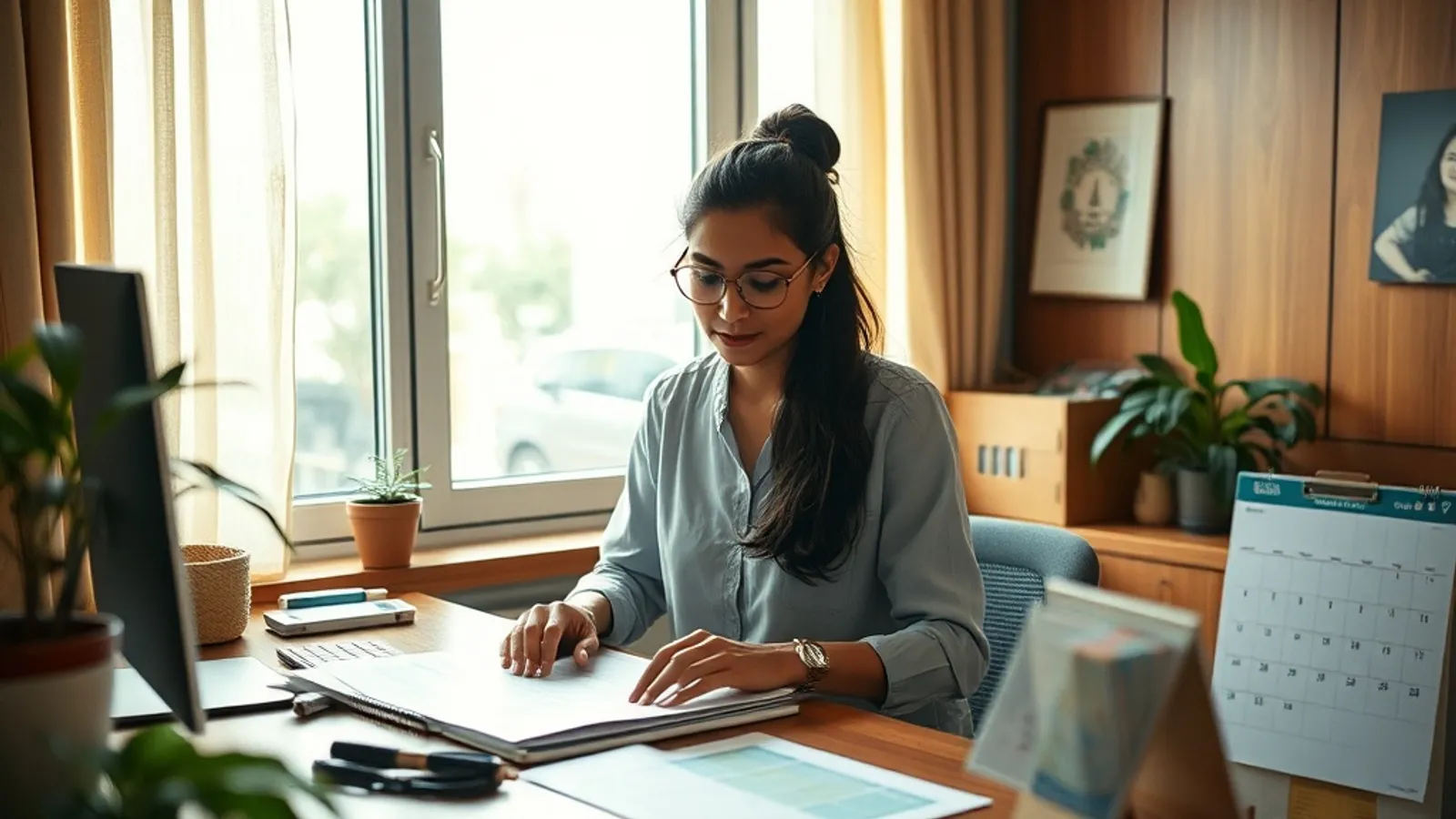 Working professional reviewing programme deferral options at a home study desk