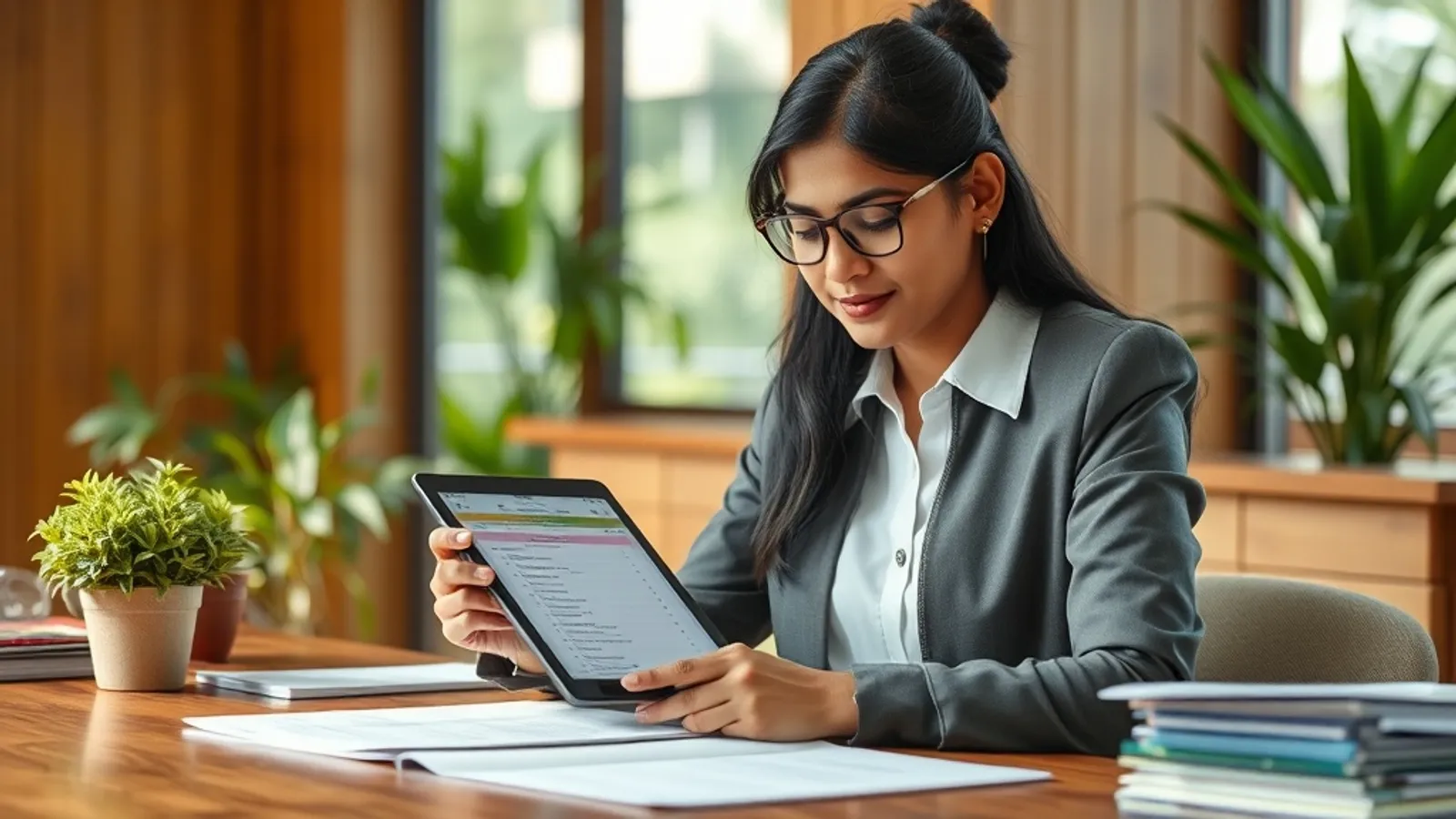 Admissions officer reviewing an application eligibility checklist at a Bengaluru admissions office