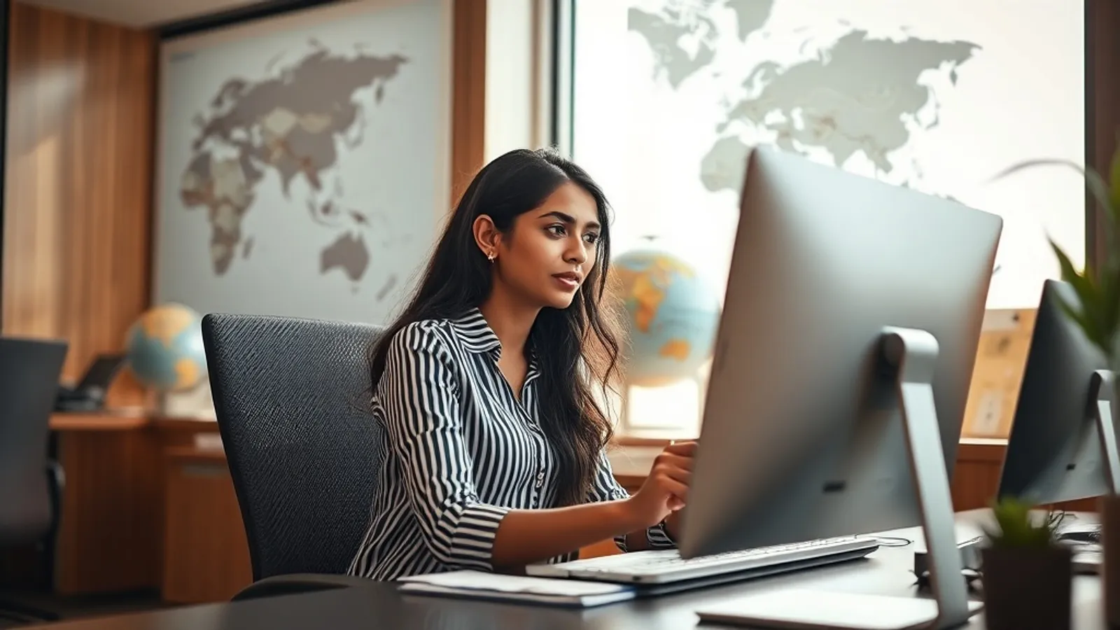 International finance associate reviewing IFRS reports at a Bengaluru GCC office