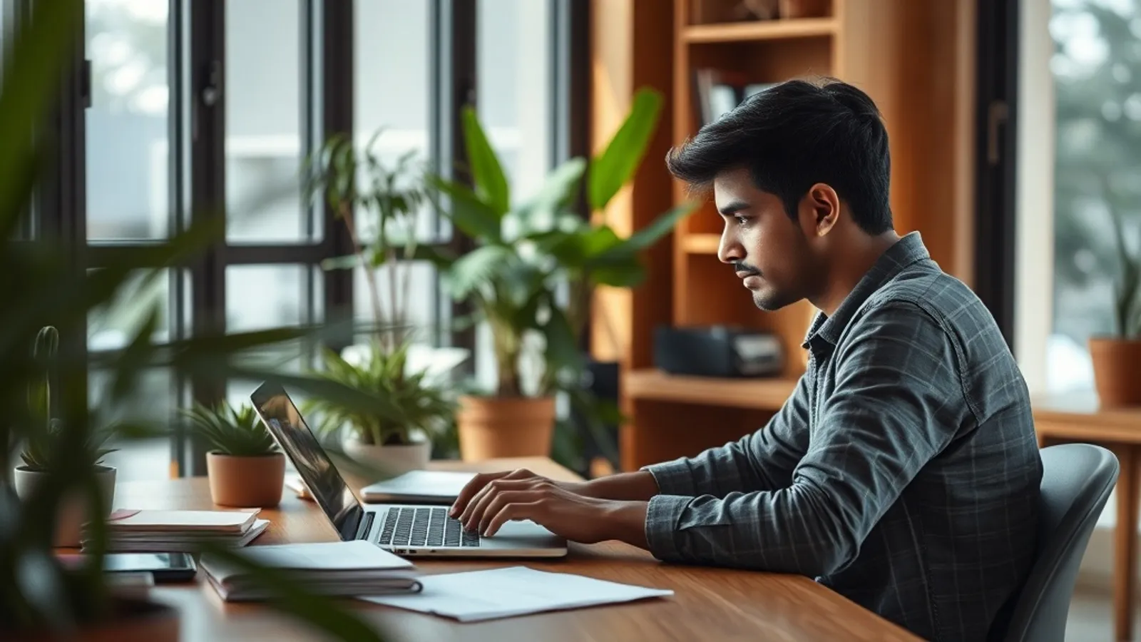 JAIN Online MCA Artificial Intelligence Machine Learning student in a study setting in India