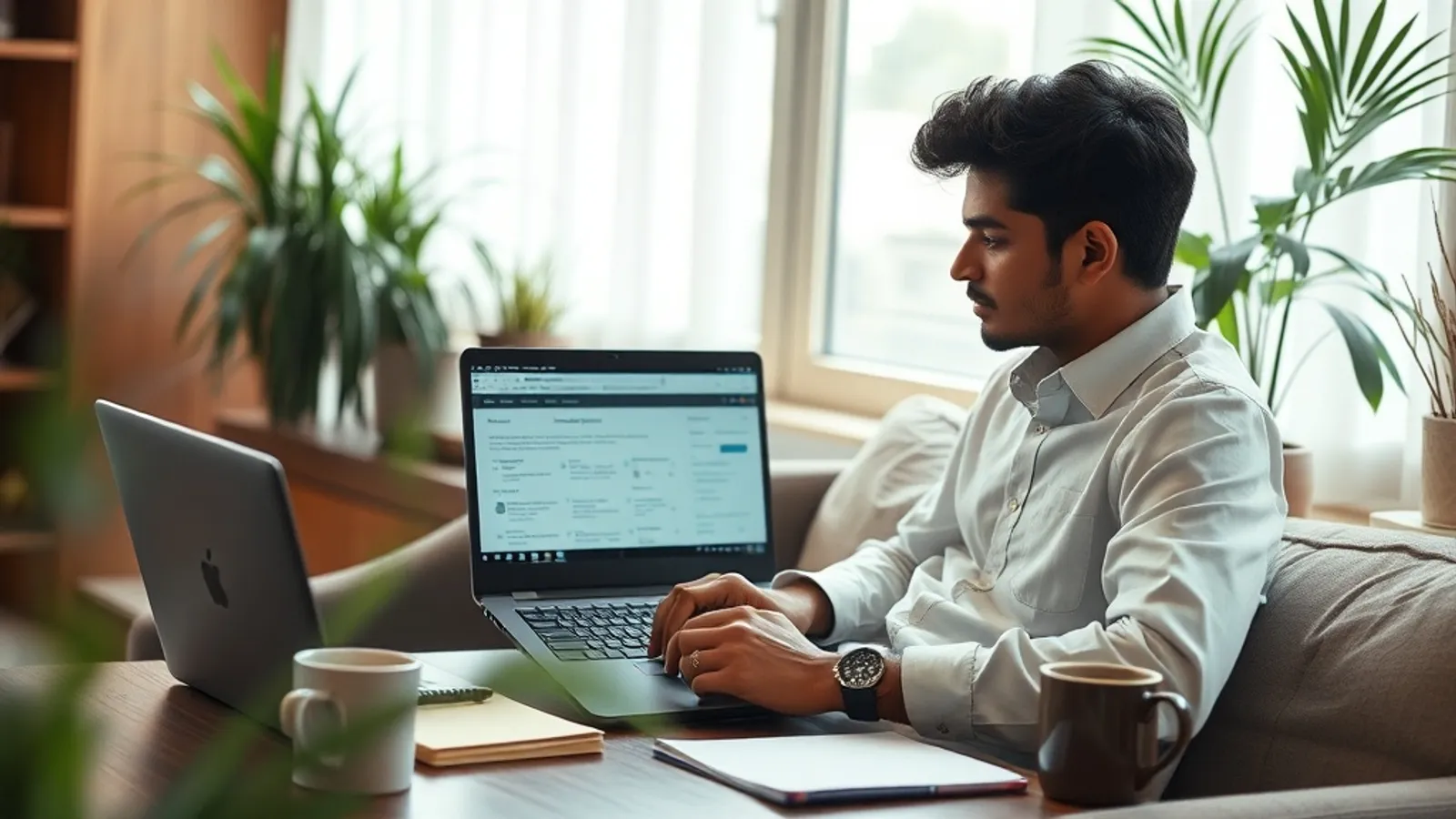 Applicant comparing JAIN Online MBA against Sikkim Manipal on a laptop in India